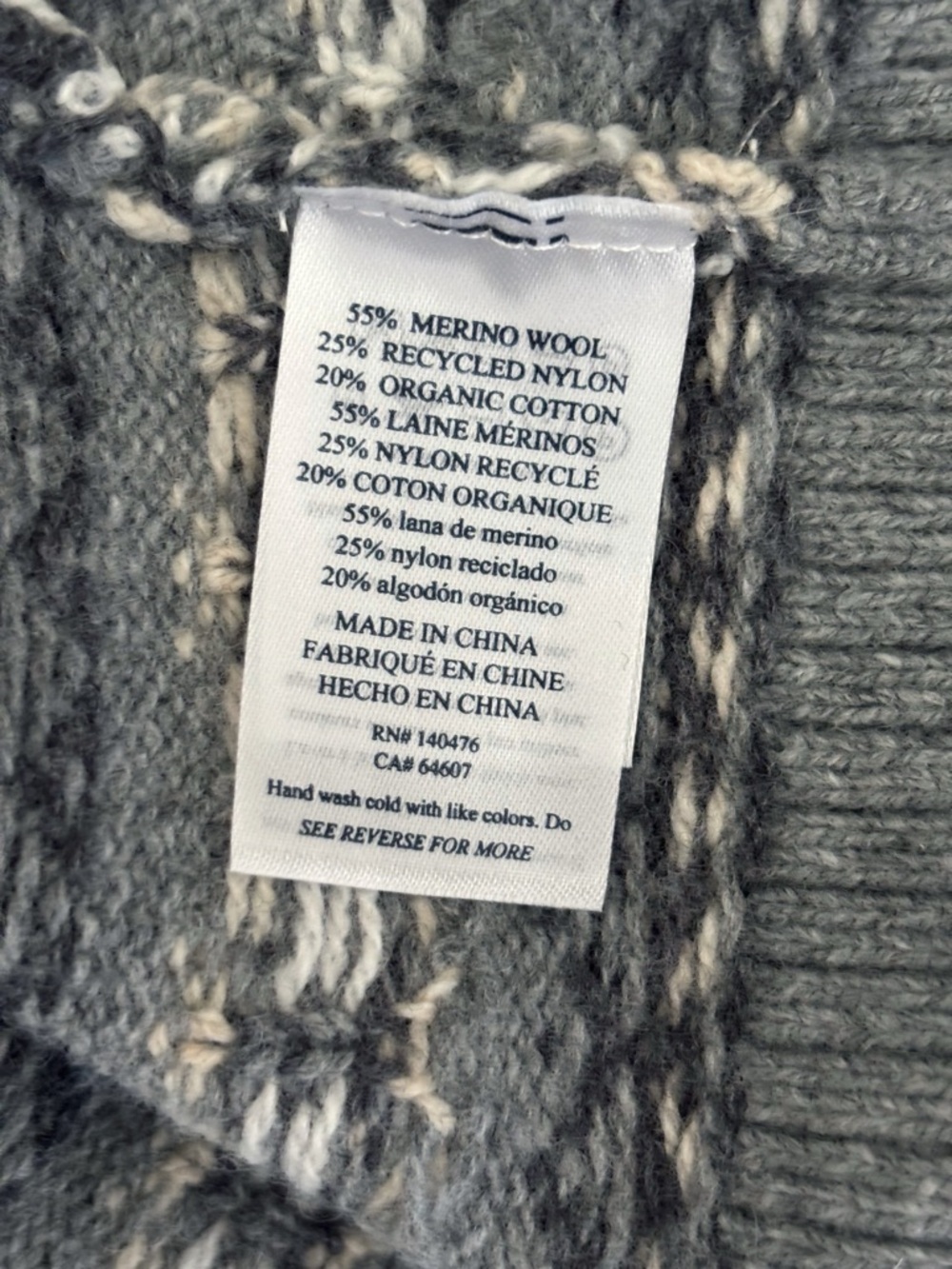 Faherty Grey Highland Fair Isle Wool Blend Sweater XS Cozy Winter - Picture 8 of 9